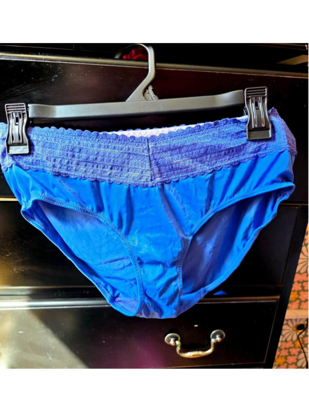 Women's Warners Lace Panties Size L Blue purple